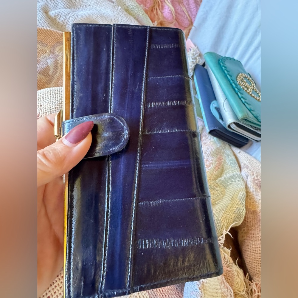Dark blue eelskin wallet great shape